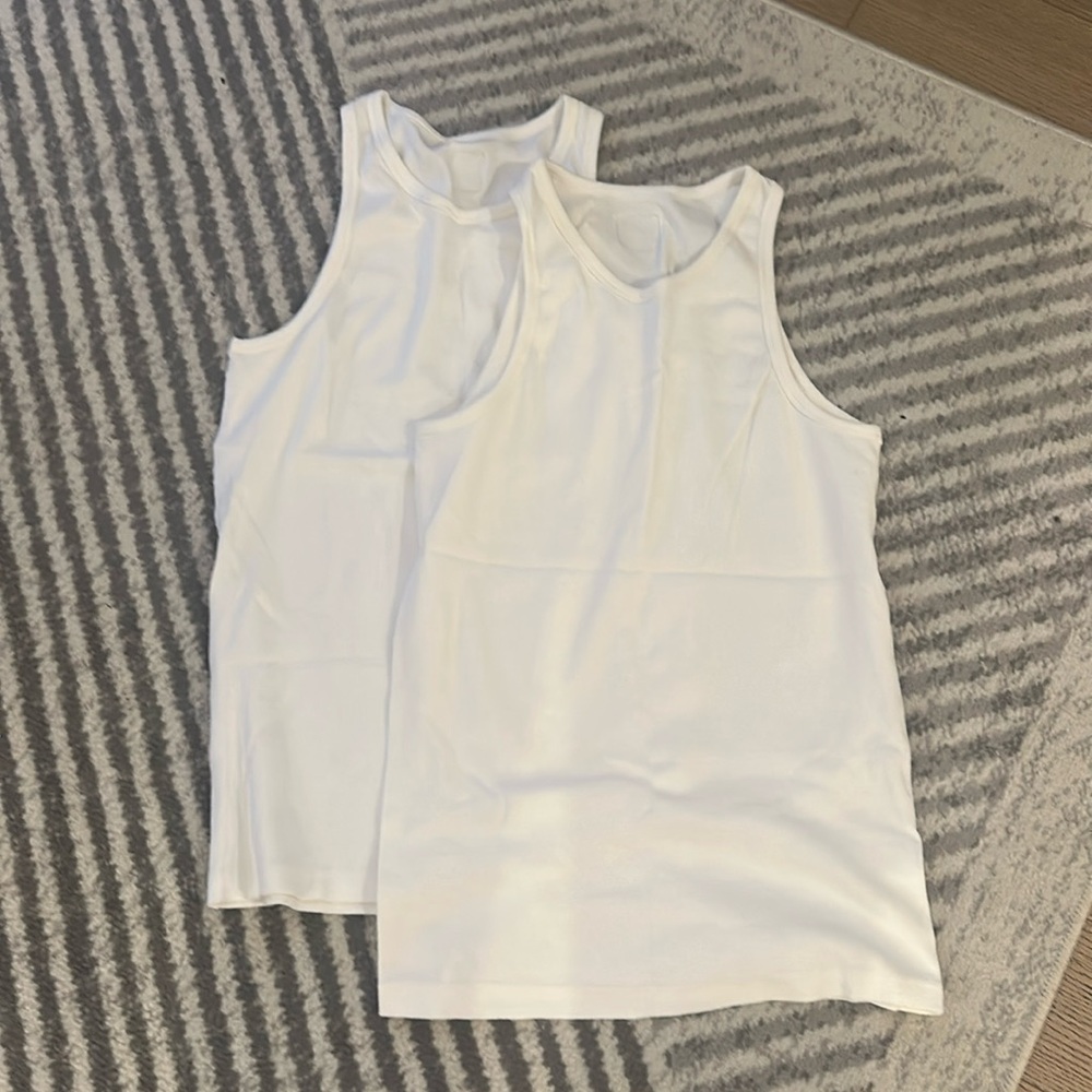 LVW Men’s Essential Tanktop, Set of 2, White
